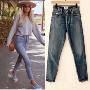 Agolde Nico High Rise Slim Fit Straight Leg Ankle Distressed | 25